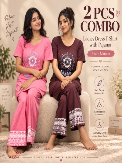 Ladies Wear Premium cotton Suit Pink & Maroon Combo