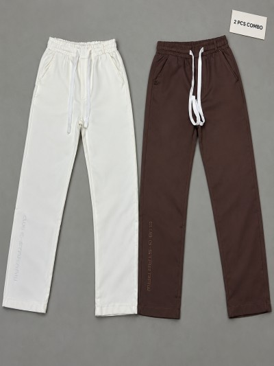 korean Club Baggy Trouser Club G Star White & Coffee