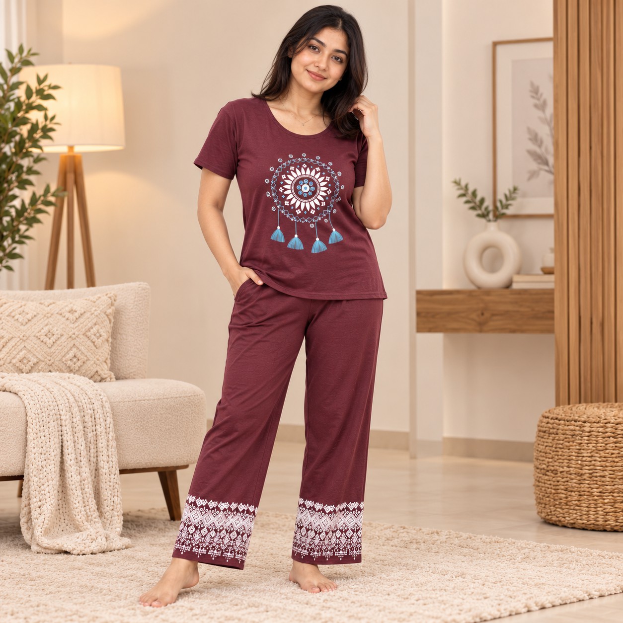 Ladies Wear Premium cotton Suit Maroon