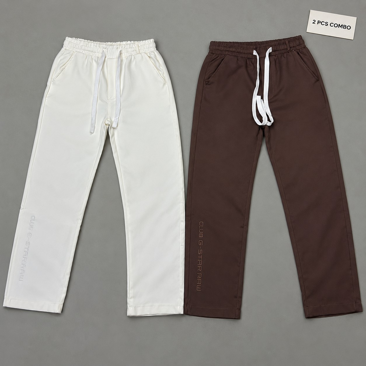 korean Club Baggy Trouser Club G Star White & Coffee
