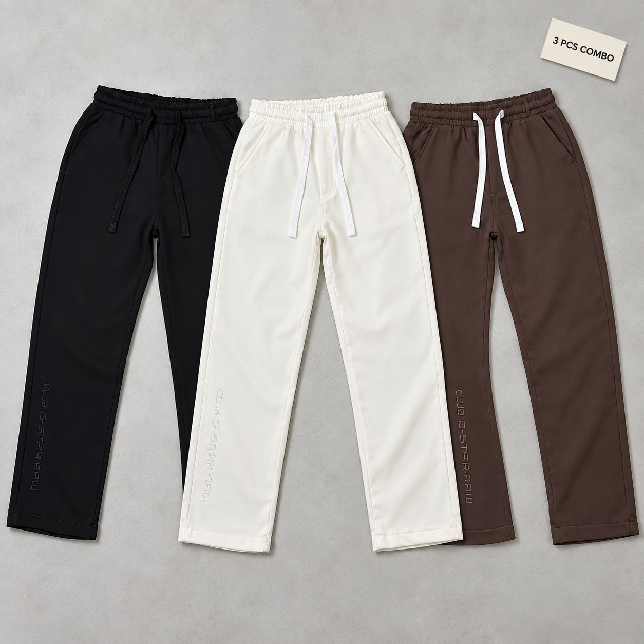 korean Club Baggy Trouser Club G Star RAW Black,White & Coffee Combo