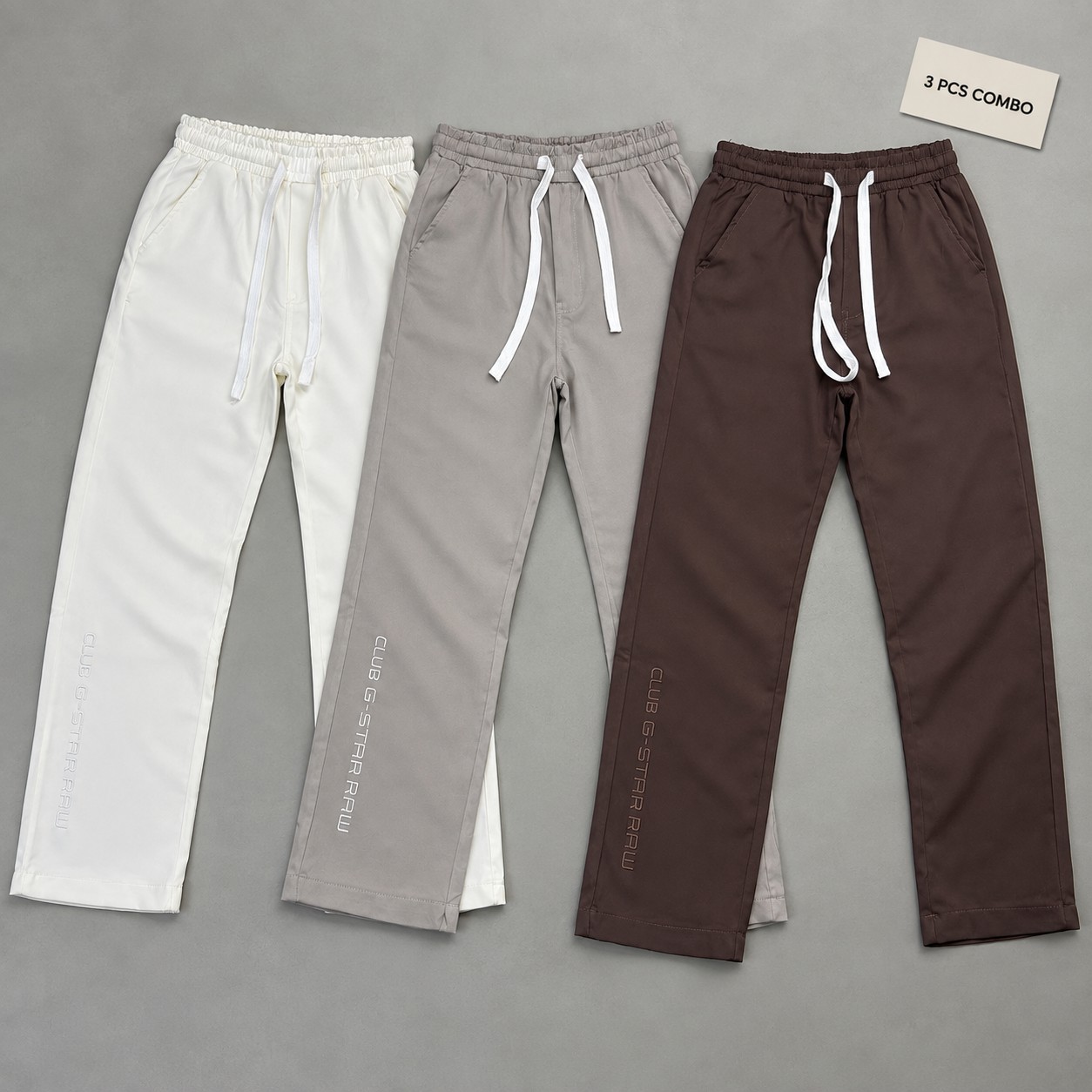 korean Club Baggy Trouser Club G Star RAW Ash,White & Coffee Combo